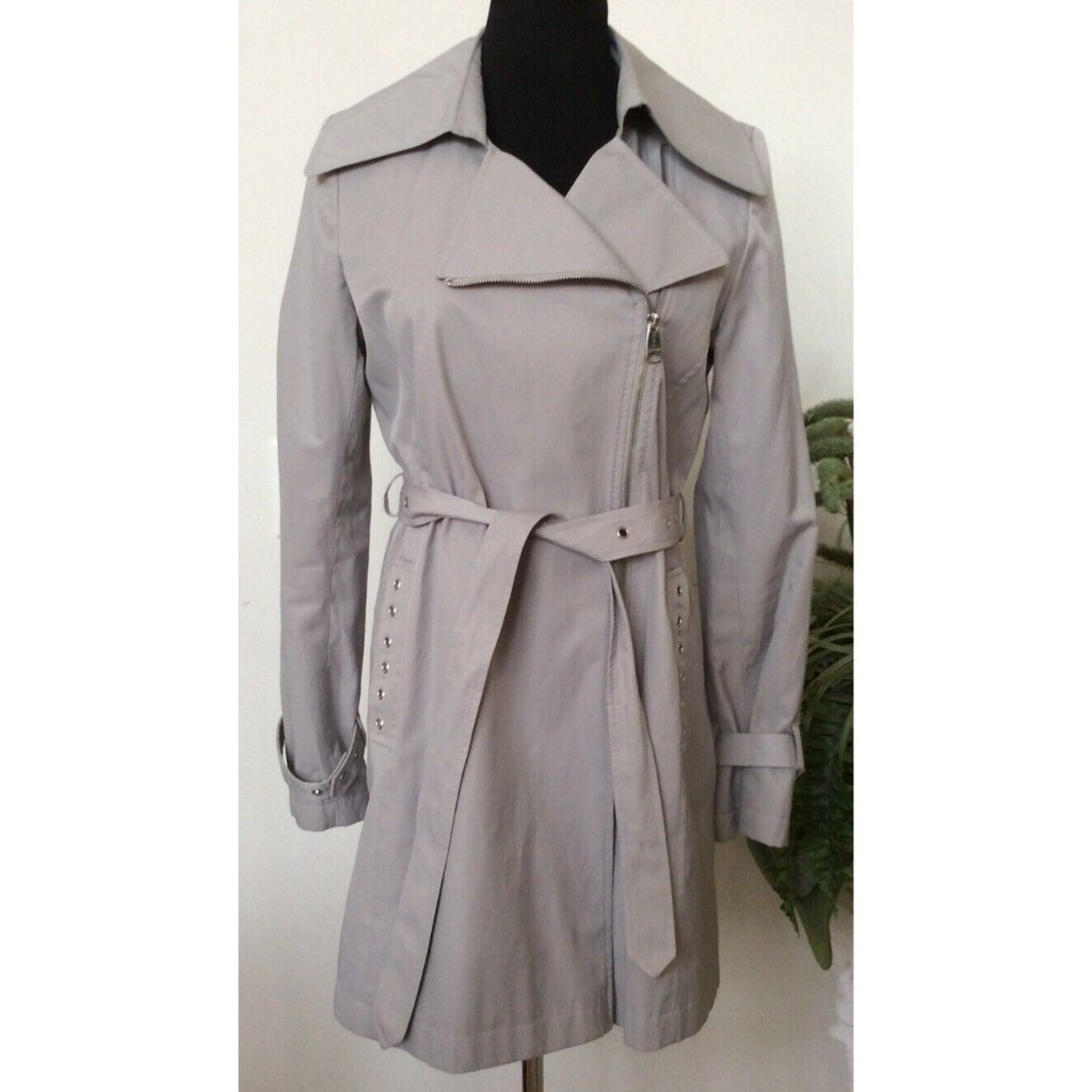 Via Spiga Womens Beige Water Repellent Cotton Blend Trench Coat Size M Euc! $180
